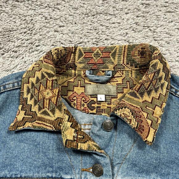 90’s The Territory Ahead Aztec Collar Denim Jean Jacket Vintage Womens Large - Picture 5 of 11